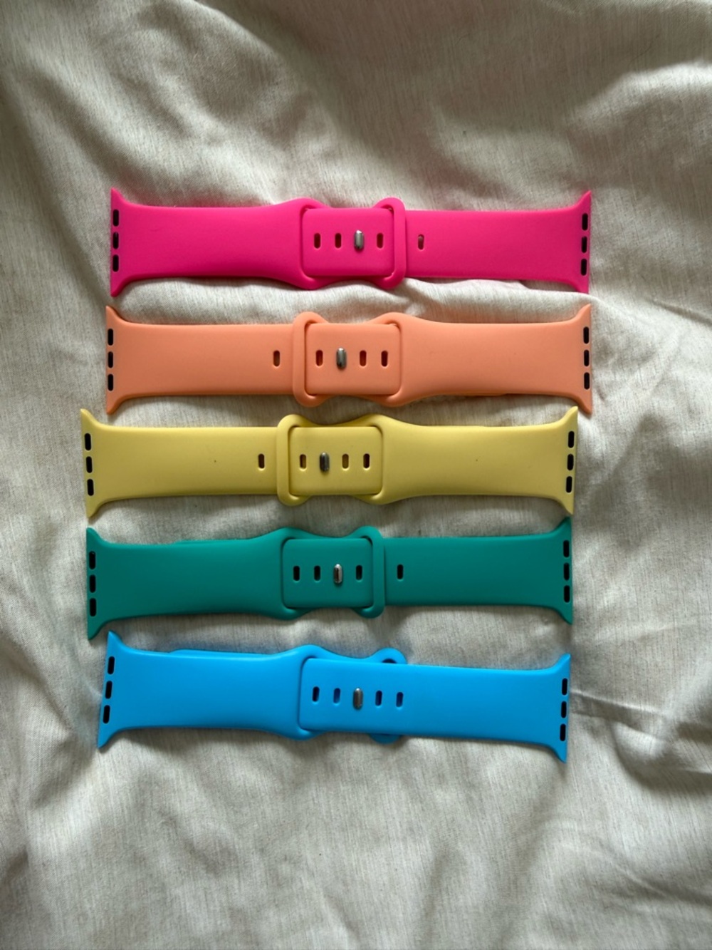 Silicone Watch Band Set - Pink, Peach, Yellow, Teal, Blue